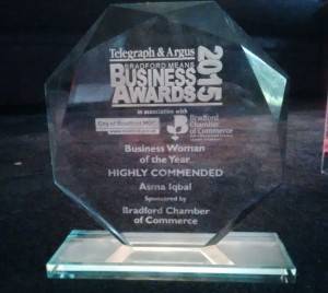 Asma Iqbal Receives ‘Highly Commended’ – Business Woman of the Year Award